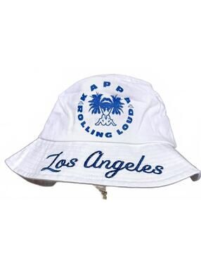 Kappa x Rolling Loud White Bucket Hat with Blue Embroidery